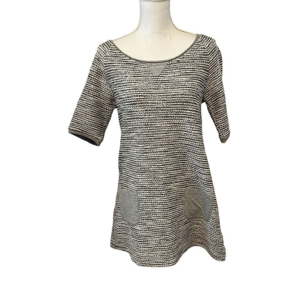 Meadow Rue Anthropologie Gray Striped Mini Dress Size Small